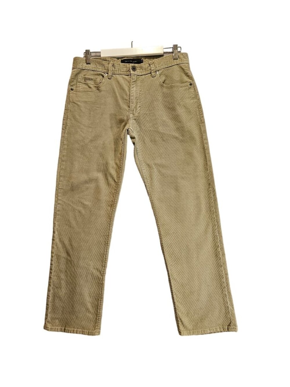 Calvin Klein Jean corduroy pants Mens 32 greyish tan straight logo office retro